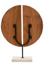 Natural Wood Sculpture with Travertine Base | Westo