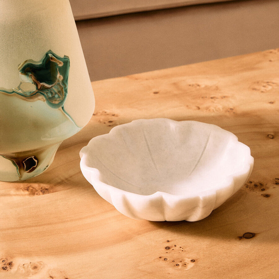 Zoro Small White Marble Lotus Bowl