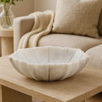 Zoro Small White Marble Lotus Bowl