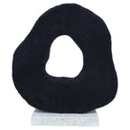 Black Mango Wood Sculpture with Travertine Base | Tibor