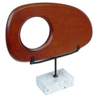 Natural Wood Horizontal Sculpture with Travertine Base | Westo