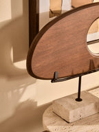 Natural Wood Horizontal Sculpture with Travertine Base | Westo