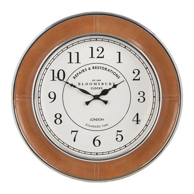 Churchill 45cm Dia Tan Genuine Leather Small Wall Clock