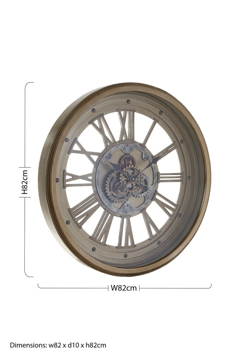 Cassop 82cm Dia Antique Gold Round Wall Clock