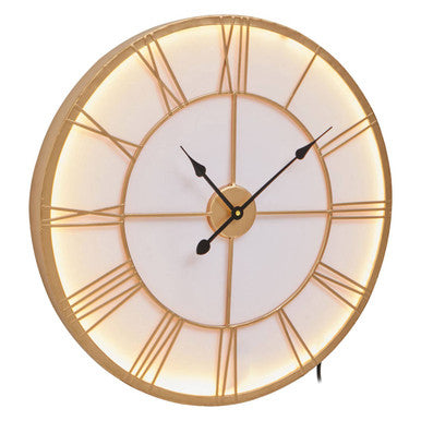 Genova 60cm Dia Small Gold and White LED Wall Clock