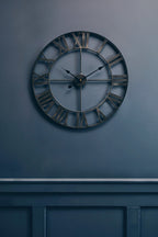 Genova 60cm Dia Black Metal Wall Clock