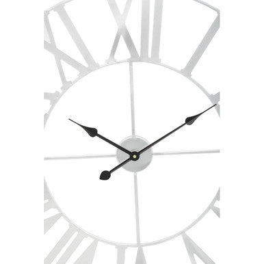 Genova 80cm Dia Silver Metal Wall Clock