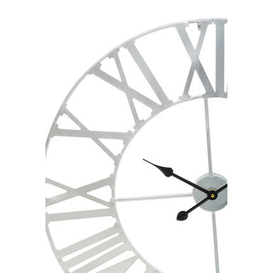 Genova 80cm Dia Silver Metal Wall Clock