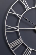 Genova 60cm Dia Silver Metal Roman Numeral Wall Clock
