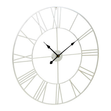 Genova 80cm Dia Silver Metal Roman Numeral Wall Clock