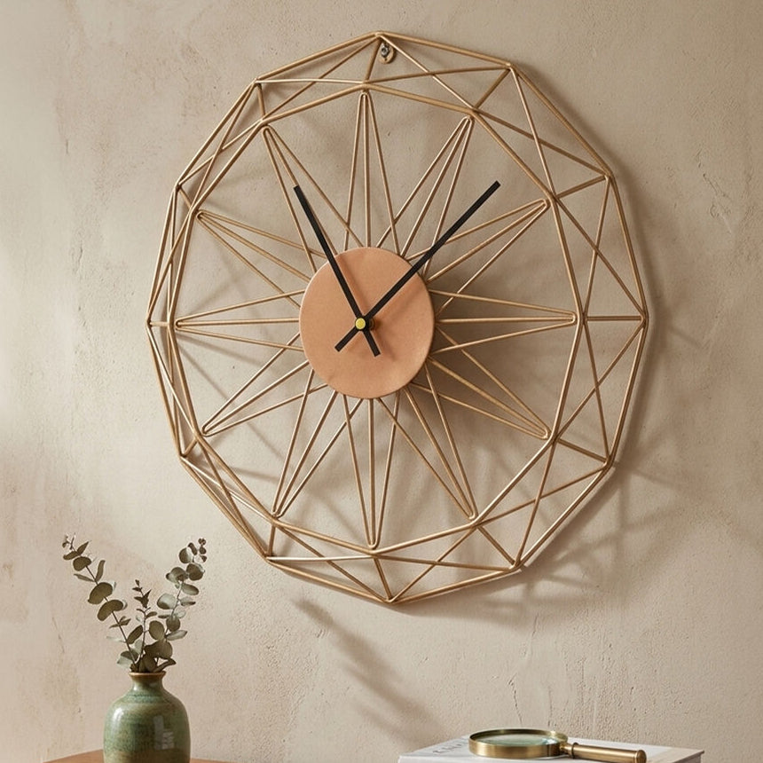 Genova 40cm Dia Small Gold Metal Wall Clock