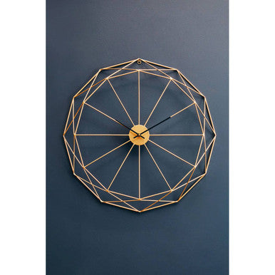 Genova 60cm Dia Geometric Gold Metal Wall Clock
