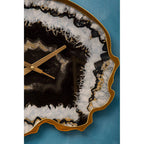 Black and Gold Agate Effect Wall Clock | Celina