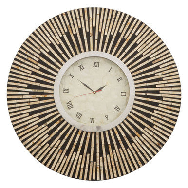 Palu 75cm Dia Black and Natural Shell Wall Clock