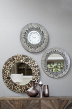 Palu 75cm Dia Black and Natural Shell Wall Clock
