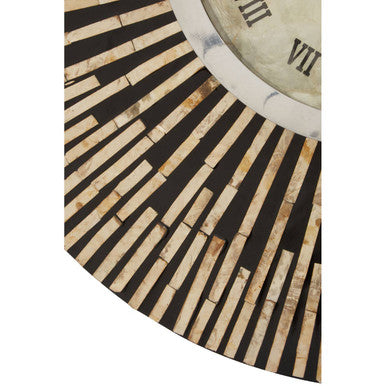Palu 75cm Dia Black and Natural Shell Wall Clock