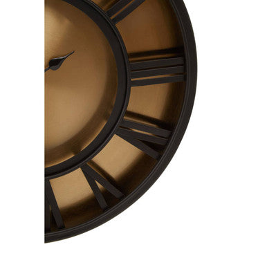 Mateo 41cm Dia Black and Antique Gold Small Wall Clock