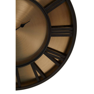 Mateo 51cm Dia Black and Antique Gold Large Wall Clock