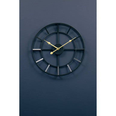 Kent 40cm Dia Small Black Finish Metal Wall Clock