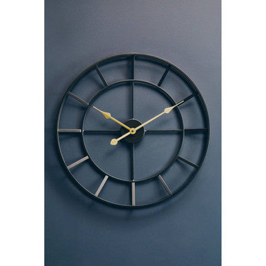 Kent 60cm Dia Large Black Finish Metal Wall Clock