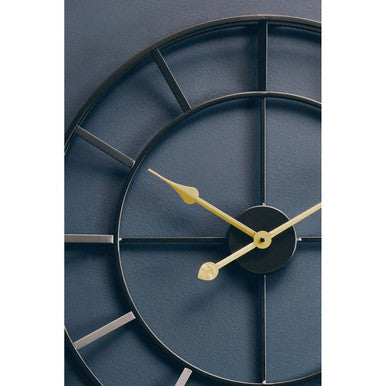 Kent 60cm Dia Large Black Finish Metal Wall Clock