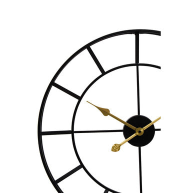 Kent 60cm Dia Large Black Finish Metal Wall Clock