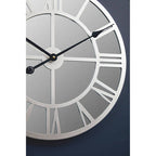 Kent 50cm Dia Silver Mirrored Wall Clock