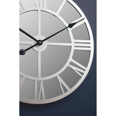 Kent 50cm Dia Silver Mirrored Wall Clock