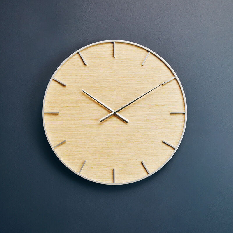 Kent 60cm Dia Silver and Natural Wall Clock