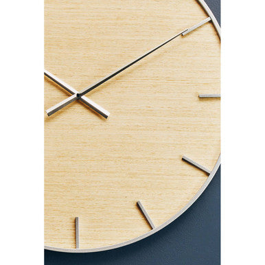 Kent 60cm Dia Silver and Natural Wall Clock