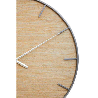 Kent 60cm Dia Silver and Natural Wall Clock