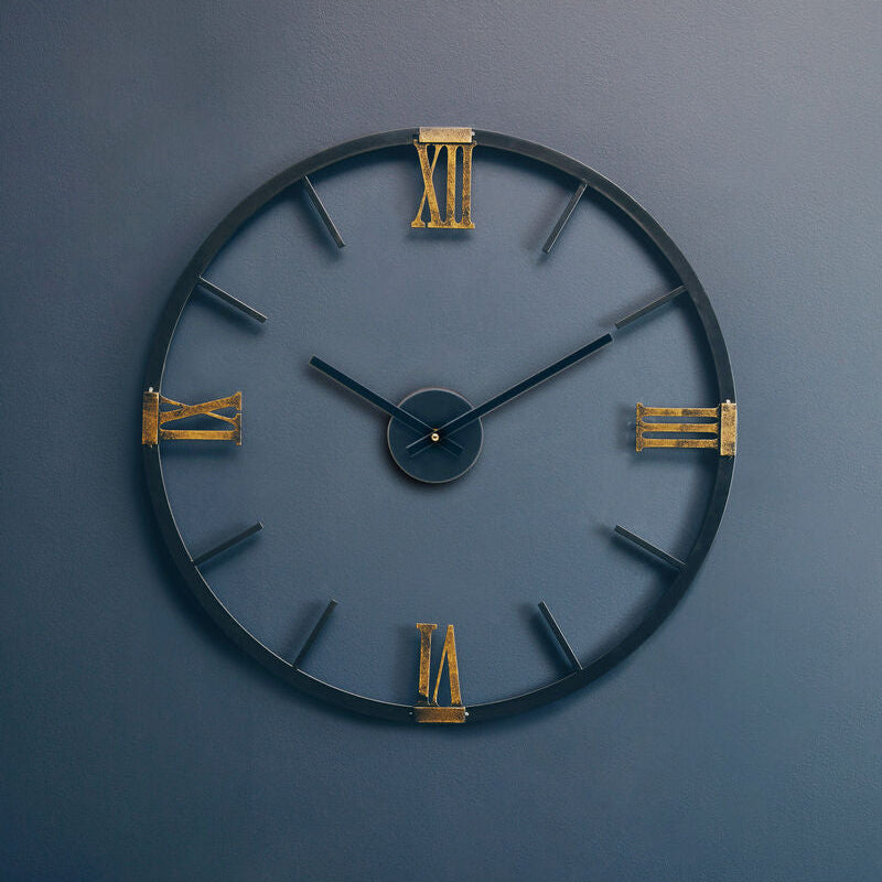 Kent 70cm Dia Round Black Metal Wall Clock