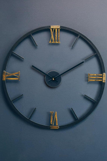Kent 70cm Dia Round Black Metal Wall Clock