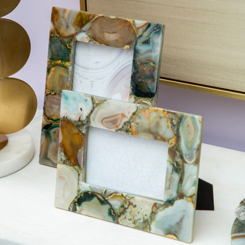 Bowerbird Small Green Agate 4In X 6In Photo Frame