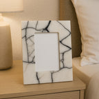 Marmara White and Black Marble 4In X 6In Small Photo Frame
