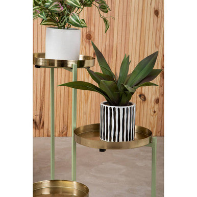Green and Gold Three Tiered Plant Stand | Sabia