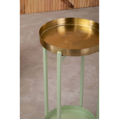 Green and Gold Two Tiered Plant Stand | Sabia