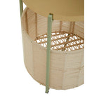 Green Iron Two-Tier Side Table with Gold Finish Iron Top and Natural Cotton Lower Storage, Sabia