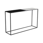 Black and White Ombre Top Console Table with Black Slim Metal Frame | Ramus