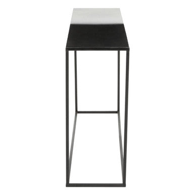 Black and White Ombre Top Console Table with Black Slim Metal Frame | Ramus