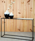 Black and White Ombre Top Console Table with Black Slim Metal Frame | Ramus