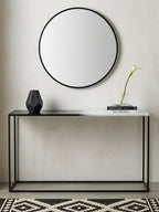 Black and White Ombre Top Console Table with Black Slim Metal Frame | Ramus