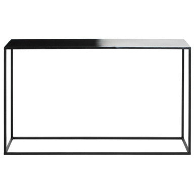 Black and White Ombre Top Console Table with Black Slim Metal Frame | Ramus