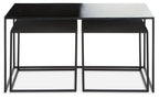 Three Piece Black and White Ombre Coffee Table Set with Slim Metal Frame | Ramus
