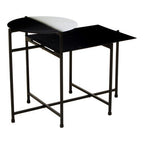 Black and White Ombre Metal Two-Tier Side Table with Circular Top and Rectangular Shelf, Ramus