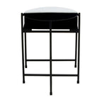 Black and White Ombre Metal Two-Tier Side Table with Circular Top and Rectangular Shelf, Ramus