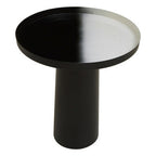 Black and White Round Metal Top Side Table with Black Pedestal Base | Ramus