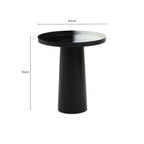 Black and White Round Metal Top Side Table with Black Pedestal Base | Ramus