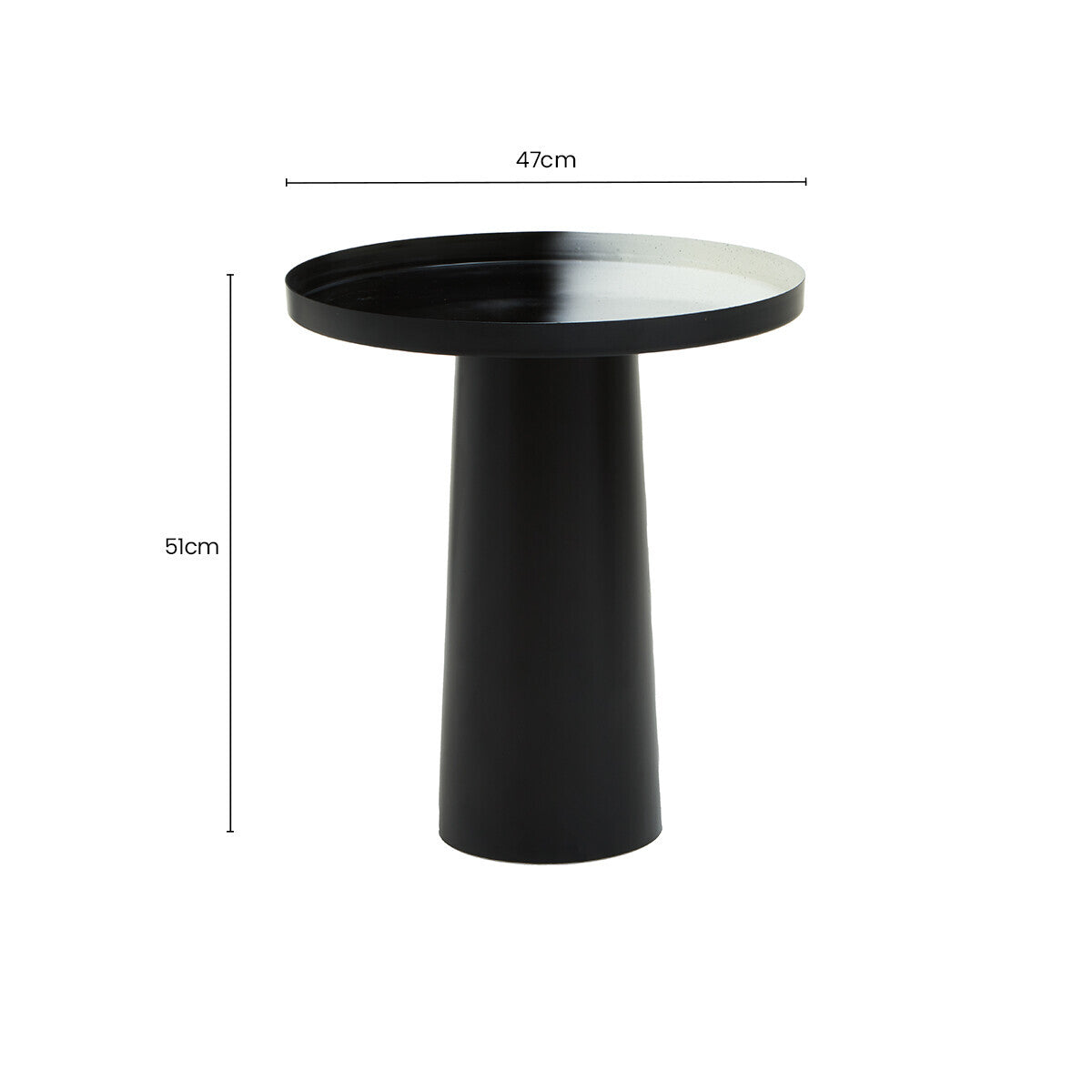 Black and White Round Metal Top Side Table with Black Pedestal Base | Ramus