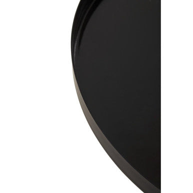 Black and White Round Metal Top Side Table with Black Pedestal Base | Ramus